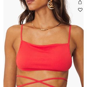 WeWoreWhat Ruched Bandeau Top in Cherry Red